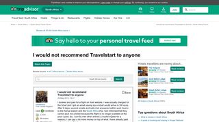 I would not recommend Travelstart to anyone - South Africa Message ...