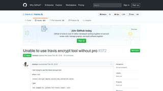 Unable to use travis encrypt tool without pro · Issue #372 · travis-ci ...