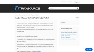 How do I manage my artist and/or label profile? – Traxsource Support