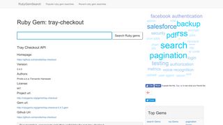 Ruby gem tray-checkout - Documentation,wiki, github, screenscasts ...