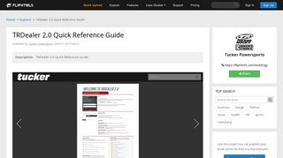 TRDealer 2.0 Quick Reference Guide Pages 1 - 4 - Text Version ...