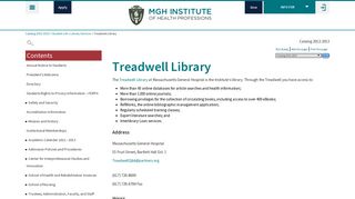 MGH Institute of Health Professions - Treadwell Library - SmartCatalog