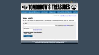 User Login - Tomorrow's Treasures