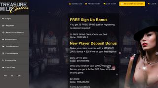 Welcome Bonus - Up to $500 plus $25 Free - Treasure Mile