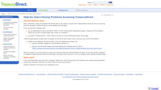Help for Users Having Problems Accessing TreasuryDirect