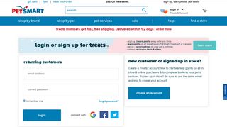sign in Treats & Account - PetSmart