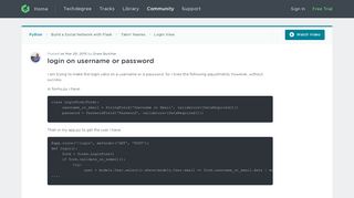 login on username or password | Treehouse Community