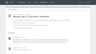 Website Log In / Username / Password | Treehouse Community
