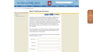 New Treehouse Account :: San Francisco Public Library