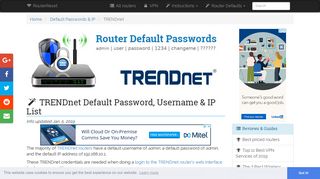 TRENDnet Default Password, Login & IP List (updated January ...