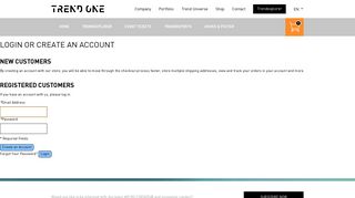 Login or Create an Account - TRENDONE Shop