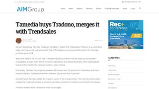 Tamedia buys Tradono, merges it with Trendsales - AIM Group