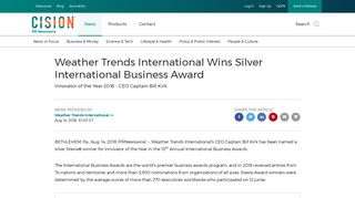 Weather Trends International Wins Silver International Business Award