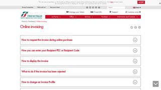 Online invoicing - Purchase - Trenitalia
