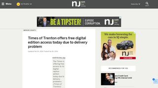 Times of Trenton offers free digital edition access today due to delivery ...