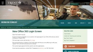 New Office 365 Login Screen - Information Technology - Trent University