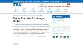 Texas Records Exchange (TREx) - Texas Education Agency - Texas.gov