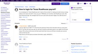 How to login for Texas Roadhouse payroll? | Yahoo Answers