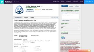 Tri City National Bank Reviews - WalletHub