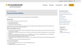 Personal Online BillPay › Tri Counties Bank