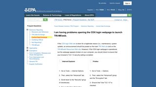 I am having problems opening the CDX login webpage to launch TRI ...