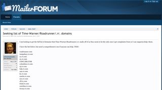 Seeking list of Time-Warner/Roadrunner/.rr. domains | MailerForum ...
