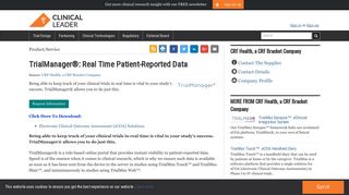 TrialManager Real Time Patient-Reported Data - Clinical Leader