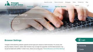 Triangle Credit Union - Personal - Online Banking - Browser Settings