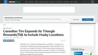 Canadian Tire Expands Its Triangle Rewards(TM) to Include Husky ...