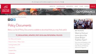 Policy Documents – Triathlon England