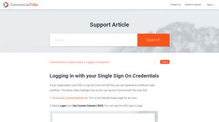 Logging in with your Single Sign On Credentials – CommercialTribe