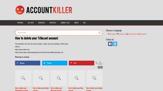 Delete your Tribe.net account | accountkiller.com