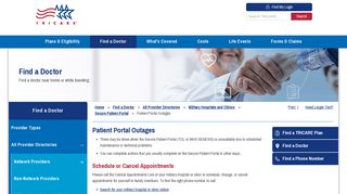 Patient Portal Outages | TRICARE