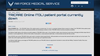 TRICARE Online (TOL) patient portal currently down > Air Force ...