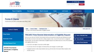 TRICARE Prime Remote Determination of Eligibility Request | TRICARE