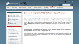 Changes to TRICARE Retiree Dental Program - TRICARE West