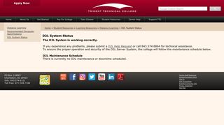 D2L System Status - Trident Technical College