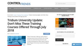 Tridium University Update: Don't Miss These Training Courses Offered ...