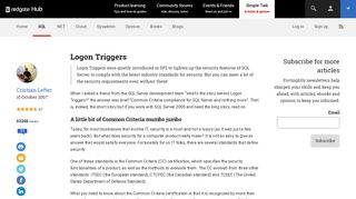 Logon Triggers - Simple Talk - Redgate Software