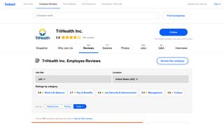 Working at TriHealth Inc.: 358 Reviews | Indeed.com