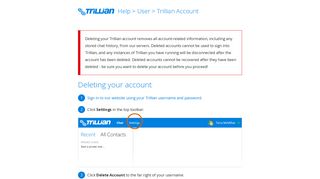 Deleting your account | Trillian