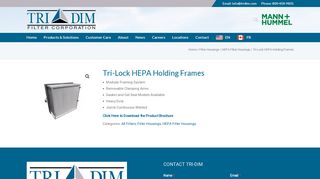 Tri-Lock HEPA Holding Frames - Tri-Dim Filter Corporation