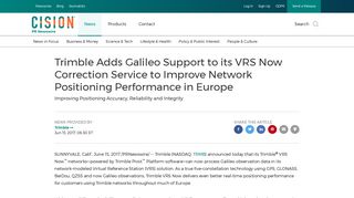 Trimble Adds Galileo Support to its VRS Now Correction Service to ...