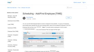 Scheduling - Add/Find Employee [TIME] – TriNet Cloud Help Desk