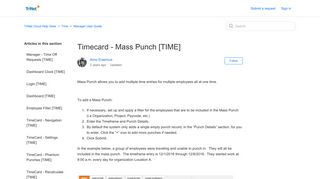 Timecard - Mass Punch [TIME] – TriNet Cloud Help Desk