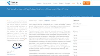 Trinium Enhances Pay Online Feature of Customer Web Portal