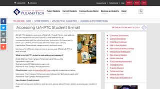 Accessing UA-PTC Student E-mail - Pulaski Technical College