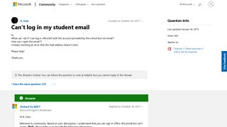 Can't log in my student email - Microsoft Community