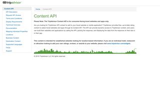 Content API | TripAdvisor Developer Portal