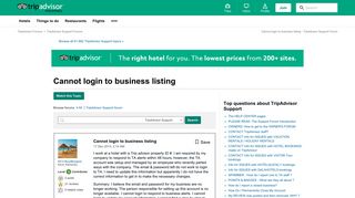 Cannot login to business listing - TripAdvisor Support Forum